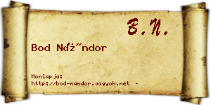 Bod Nándor névjegykártya