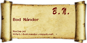 Bod Nándor névjegykártya